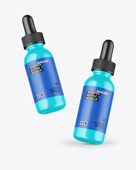 Two Glossy Dropper Bottles Mockup