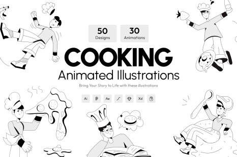 Animated Cooking Illustration Set