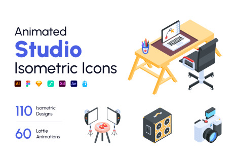 Studio Isometric Icon Set