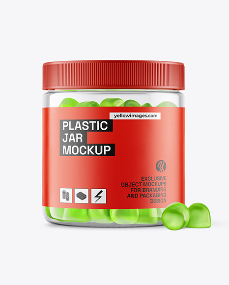 Plastic Jar with Gummies Mockup