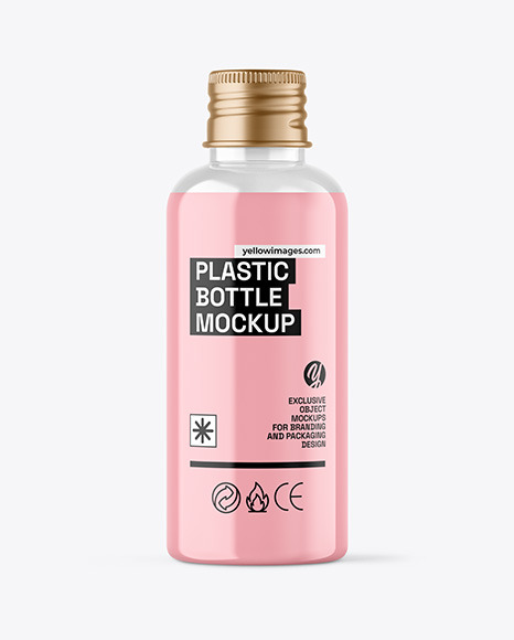 Clear Cosmetic Bottle with Liquid Soap Mockup