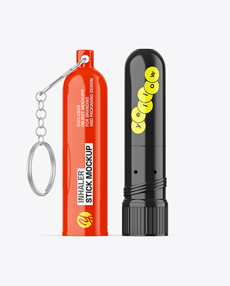 Opened Glossy Inhaler Stick Mockup