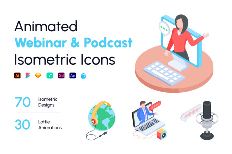 Isomeric Webinar and Podcast Icons