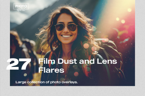 27 Film Dust and Lens Flares Effect Photo Overlays