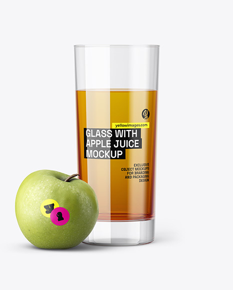 Glass With Apple Juice Mockup