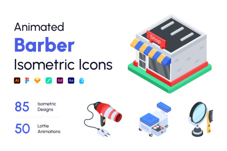 Animated Barber Icon Set