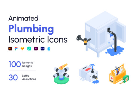 Plumbing Isometric Icons