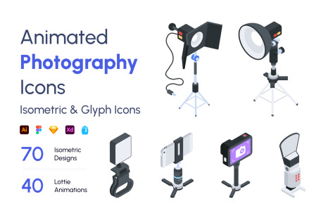 Animated Isometric Photography Icons
