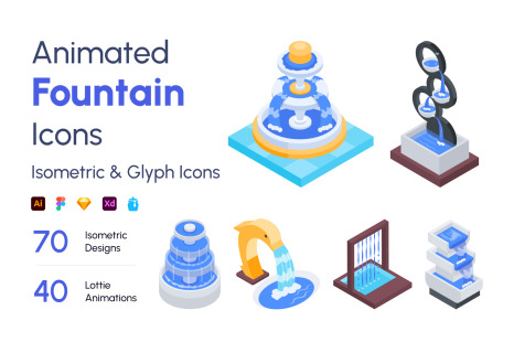 Animated Isometric Fountain Icons