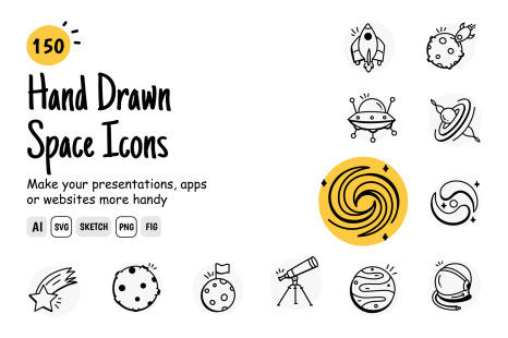 Hand Drawn Space Icons