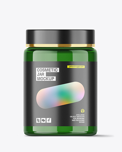 Green Glass Large Jar Mockup