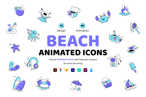 Animated Beach Icon Set