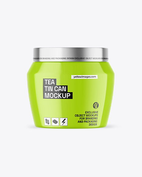 Glossy Tea Tin Can Mockup