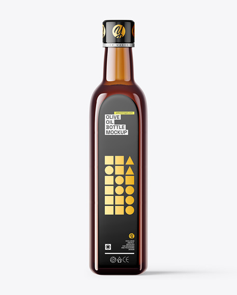 Amber Glass Olive Oil Bottle Mockup