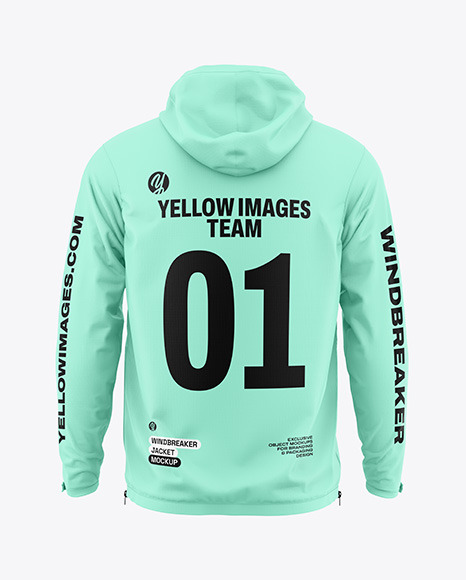 Men&#039;s Windbreaker Jacket Mockup - Back View