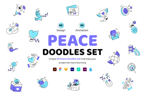 Animated Peace Doodle Icons