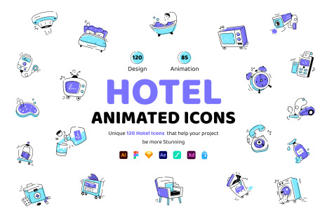 Animated Hotel Icon Set