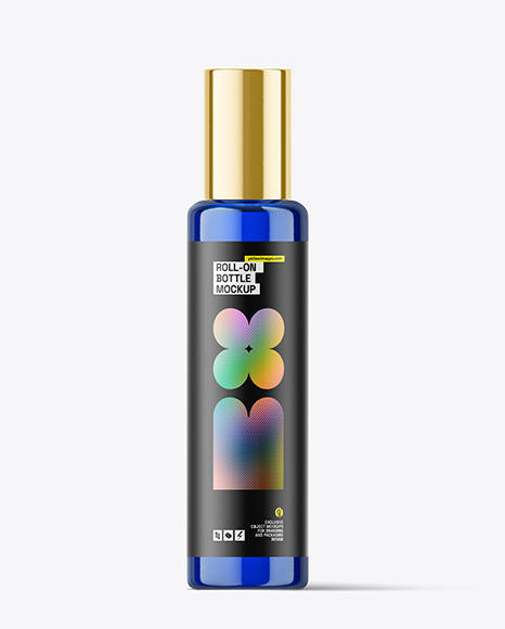 Blue Cosmetic Roll-on Bottle Mockup