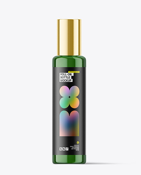 Green Cosmetic Roll-on Bottle Mockup