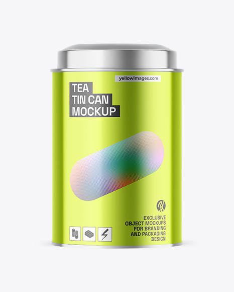 Metallic Tea Tin Can Mockup
