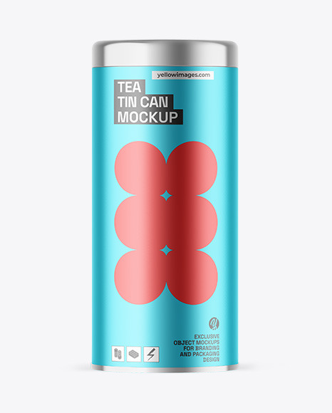 Matte Metallic Tea Tin Can Mockup