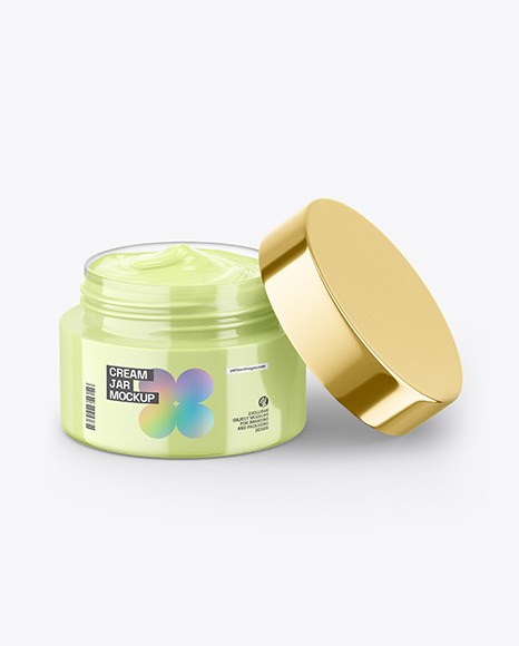 Clear Glass Cream Jar Mockup