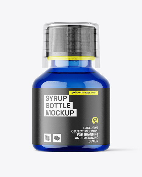 Blue Syrup Bottle Mockup