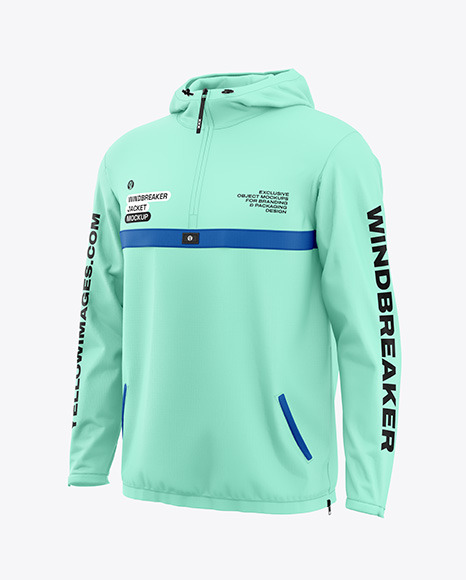 Men&#039;s Windbreaker Jacket Mockup - Half Side View