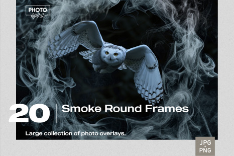 20 Smoke Round Frames JPG and PNG Photo Overlays