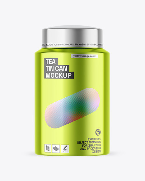 Metallic Tea Tin Can Mockup