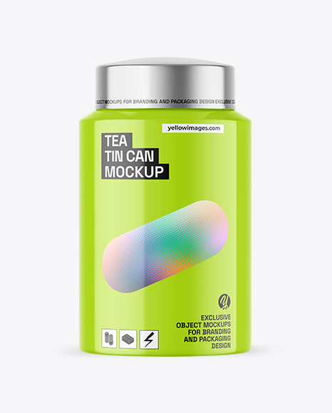 Glossy Tea Tin Can Mockup