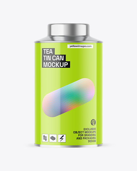 Glossy Tea Tin Can Mockup