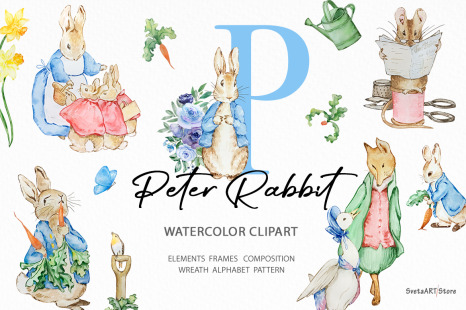 Watercolor Peter Rabbit Clipart