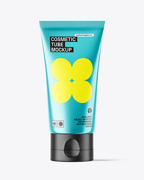 Metallic Cosmetic Tube w/ Flip Top Cap Mockup