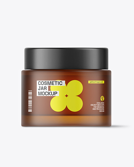 Frosted Amber Cosmetic Glass Jar Mockup