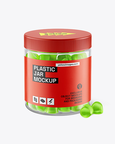 Plastic Jar with Gummies Mockup