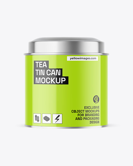 Glossy Tea Tin Can Mockup