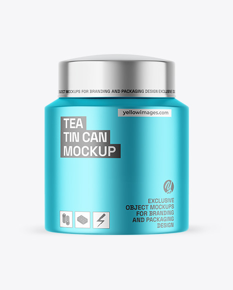 Matte Metallic Tea Tin Can Mockup