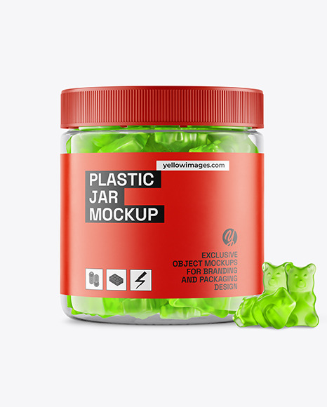 Plastic Jar with Gummies Mockup