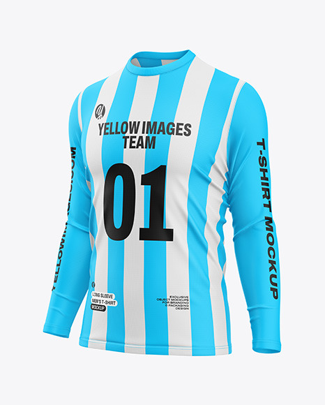 Men’s Long Sleeve T-Shirt Mockup - Half Side View