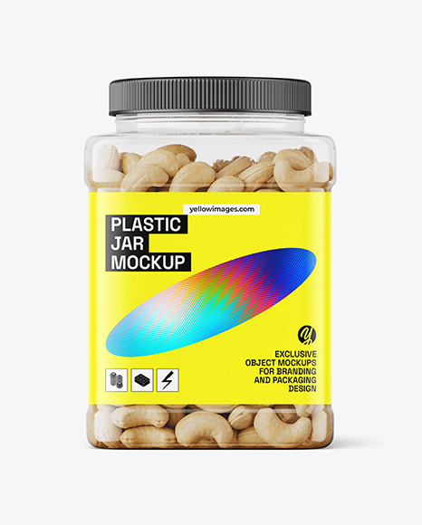 Clear Plastic Cashew Nuts Jar Mockup