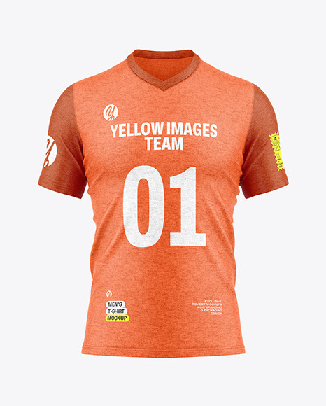 Heather V-Neck T-Shirt Mockup - Front View