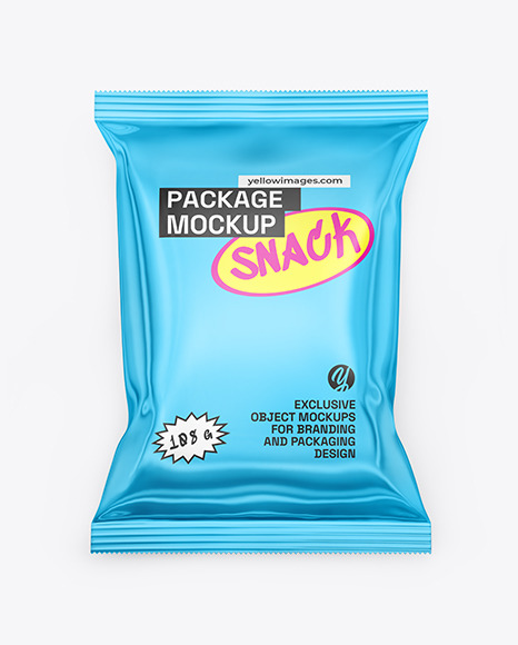 Glossy Metallic Snack Package Mockup