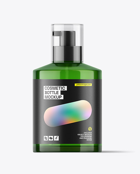 Green Cosmetic Pump Bottle Mockup