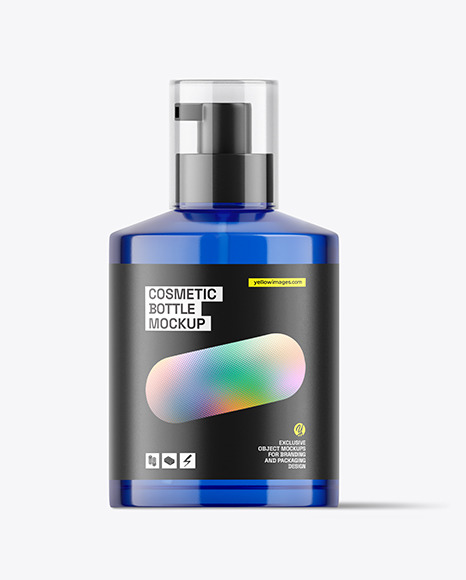Blue Cosmetic Pump Bottle Mockup