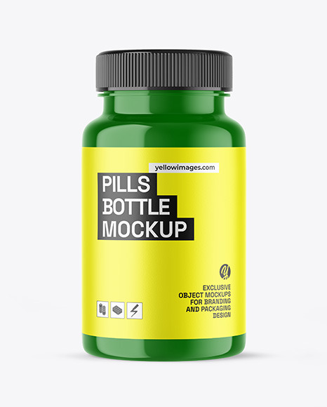 Glossy Plastic Pills Bottle Mockup