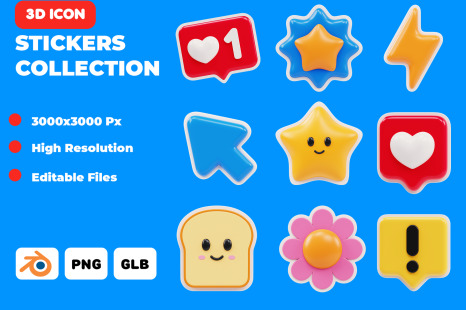 Stickers Collection 3D Icon Pack