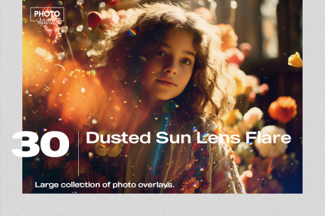 30 Dusted Sun Lens Flare Effect Photo Overlays