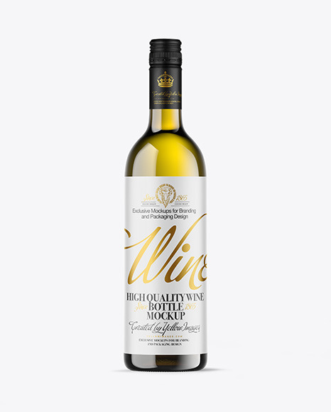 Antique Green Glass White Wine Bottle Mockup