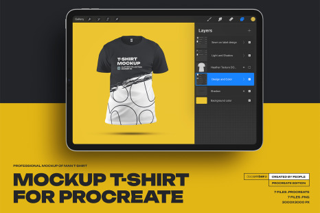 7 Mockups Man T-Shirt for Procreate
